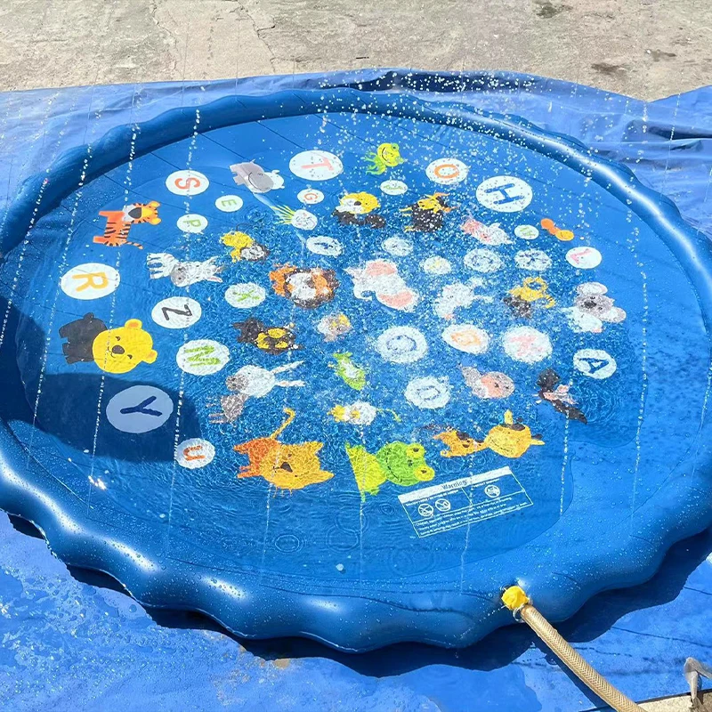 Kids Summer Play Spray Water Mat Giant Cartoon Inflatable Toys Beach Garden Outdoor Game Lawn Swimming Pool Mat Boys Girl Toys