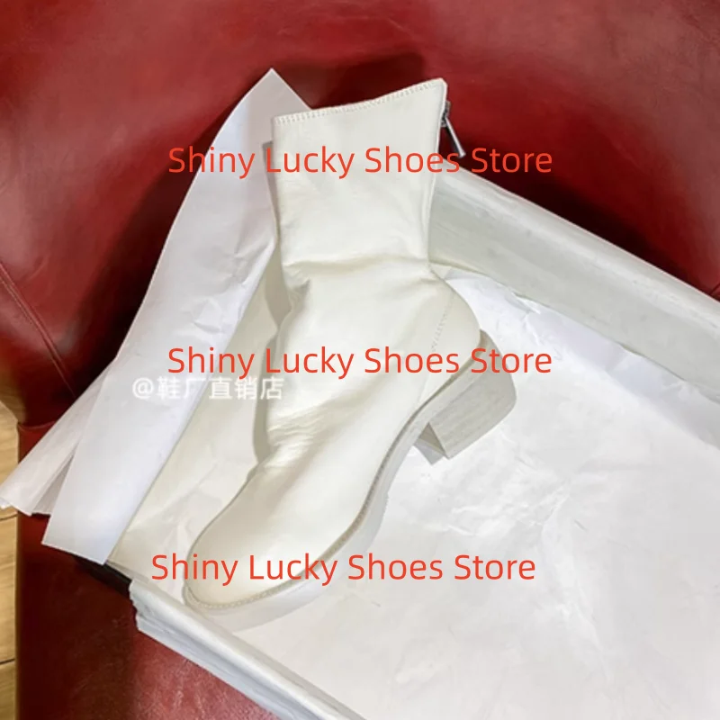 أحذية مطوي للسيدات أصابع مستديرة كعب عالي مكتنز خطوط الخياطة Tacones بولي Leather جلد الإناث أحذية بوت قصيرة الظهر سحابات Chassure