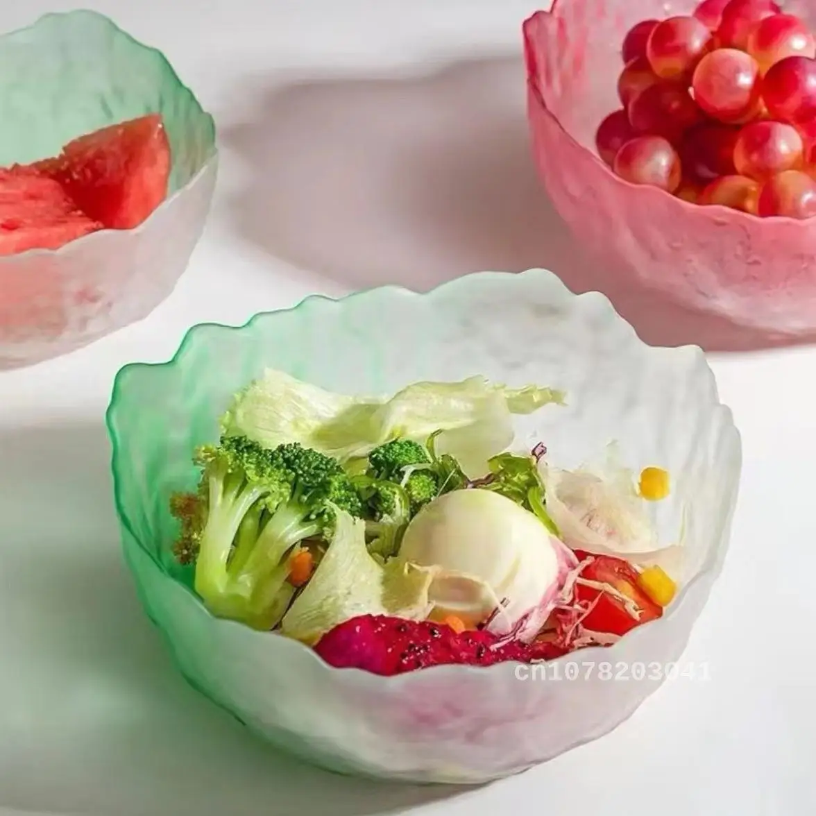 

Salad Bowl glass bowl and plate set creative tableware household vegetable and fruit plate