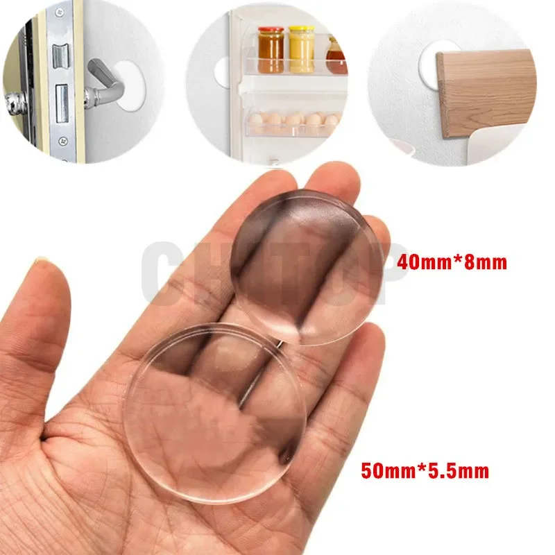 Door Knob Wall Shield Clear Soft Rubber Door Stopper Door Handle Bumper Mute Stickers Wall Protector Muffler Pad Protective Plug