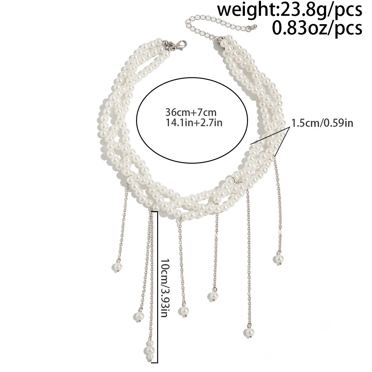 Ingemark Elegant Multilayer Imitation Pearl Choker Necklace For Women Vintage Creative Tassel Pendant Necklace Wedding Jewelry image 5