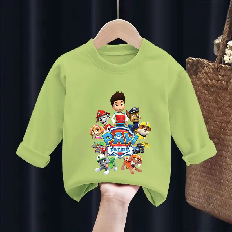 Camisetas de manga larga de la Patrulla Canina, camisetas interiores de cuello redondo de Anime Chase Skye para niños, camisetas de dibujos animados para otoño y primavera, ropa para niños, regalo