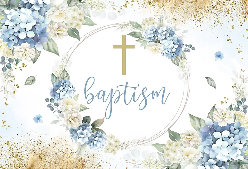 Mehofond God يبارك خلفية المعمودية الذهبي الصليب الأخضر يترك الاطفال صبي فتاة حفلة أول المناولة المقدسة خلفية التعميد