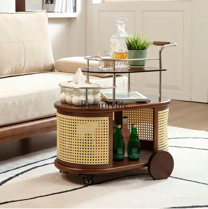 

1-Sofa Side Cabinet Living Room Nordic Art Creative Cart Simple Movable Small Coffee Table