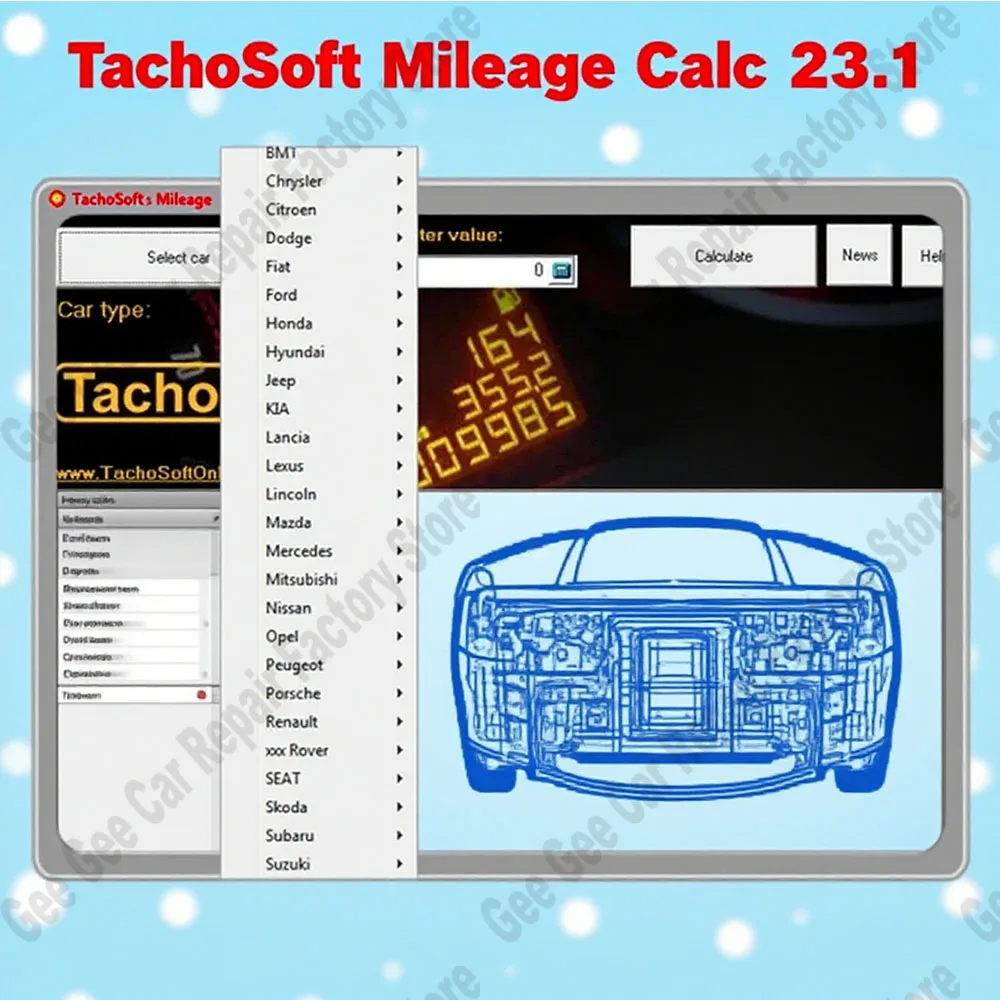 

Hot TachoSoft Mileage Calculator 23.1 obd2 scanner Counter Calculation Software V23.1 With License Digital Odometer Calculators