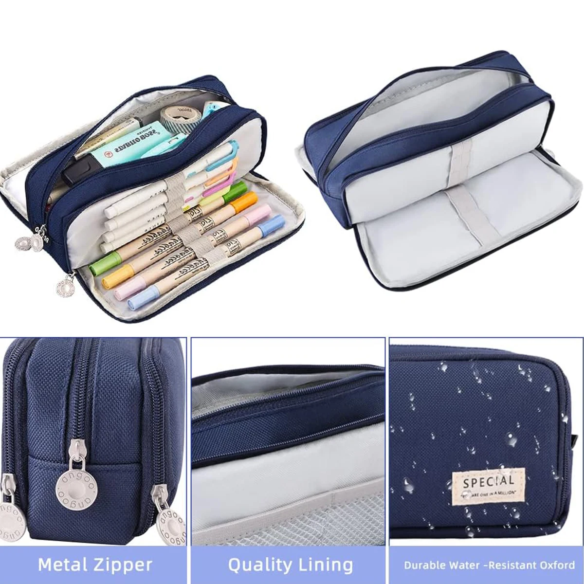 3-layer Pencil Case Large Capacity Simple Stationery Box New High-value Girl Cosmetic Bag Storage Supplies Stationery