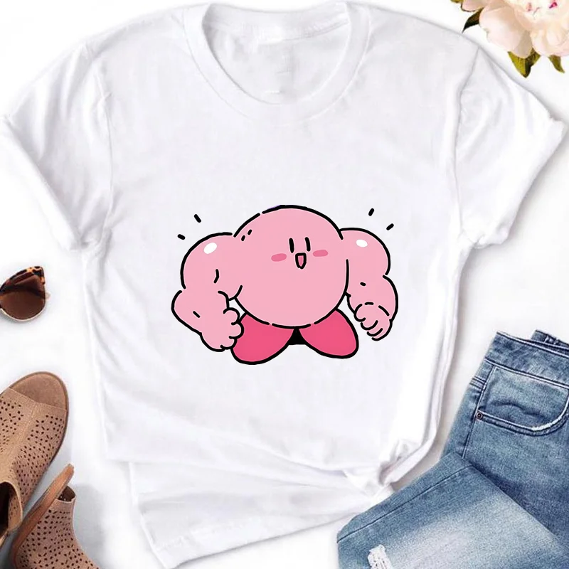 Kawaii Kirbies T Shirt Women Tops Graphic Print Tees Cute Anime T-shirt Female 90s Clothes Y2K Tops Tee Short Sleeve Clothing