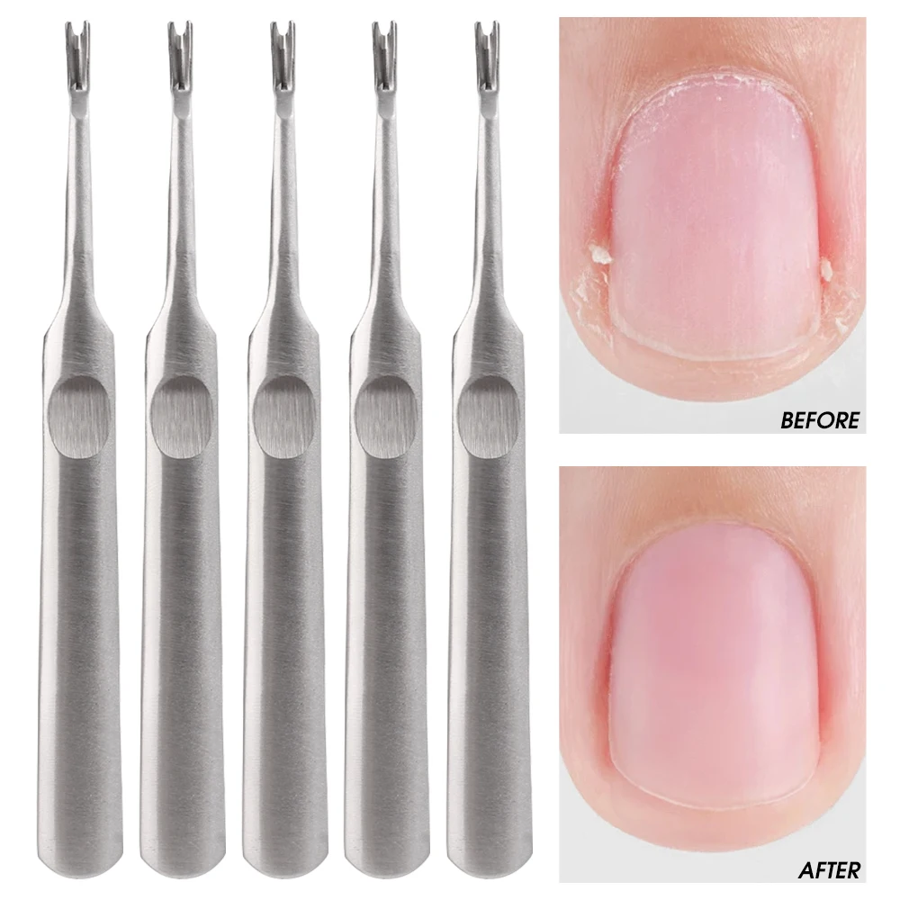 Stainless Steel Nail Art Dead Skin Remover 5/10pcs Fork Cuticle Pusher Trimmer Professional Pedicure Manicure Care Nail Tools