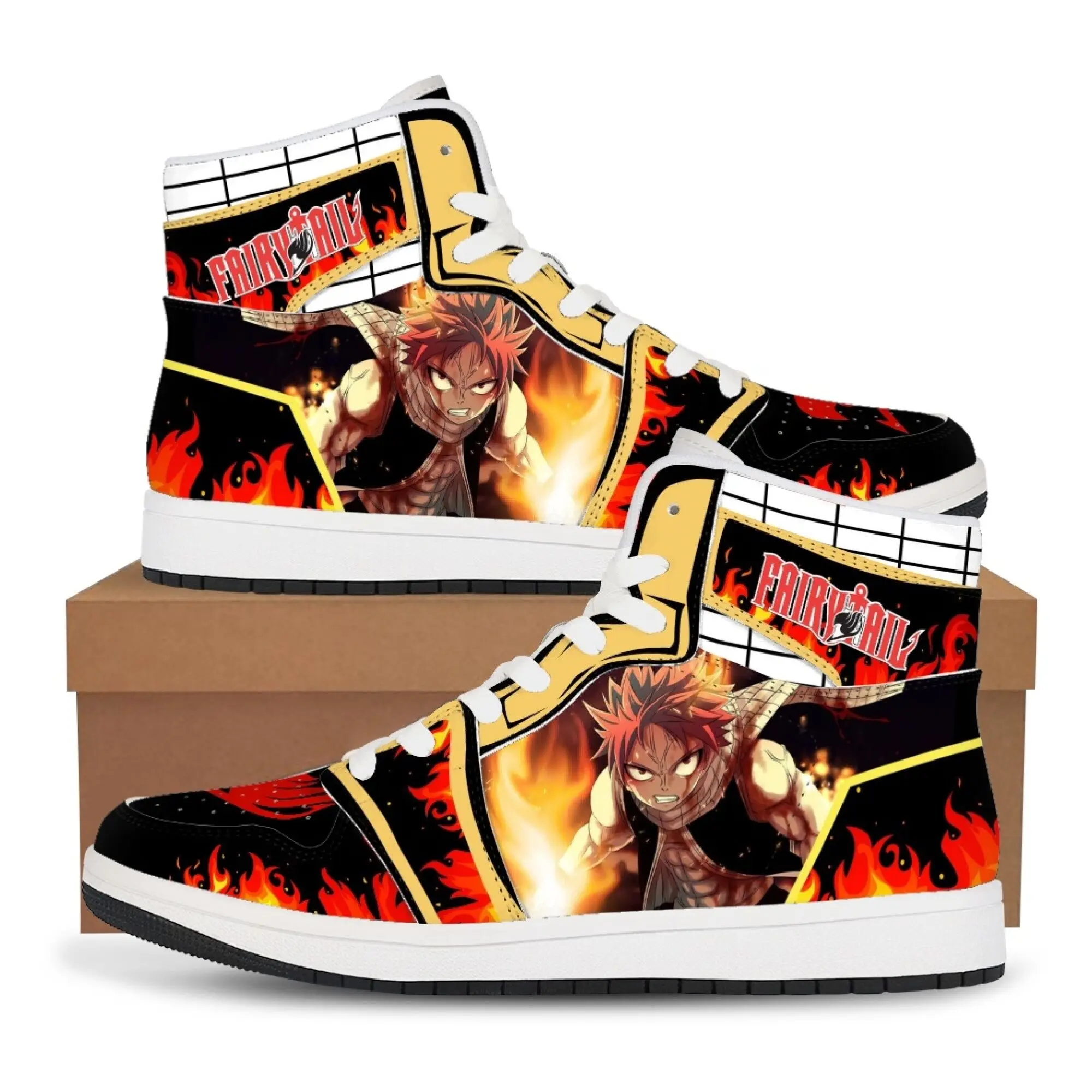 

Japanese Anime FAIRY TAIL Natsu Lucy Erza Gray high top sneakers unisex gift cosplay accessories Halloween and Christmas gifts