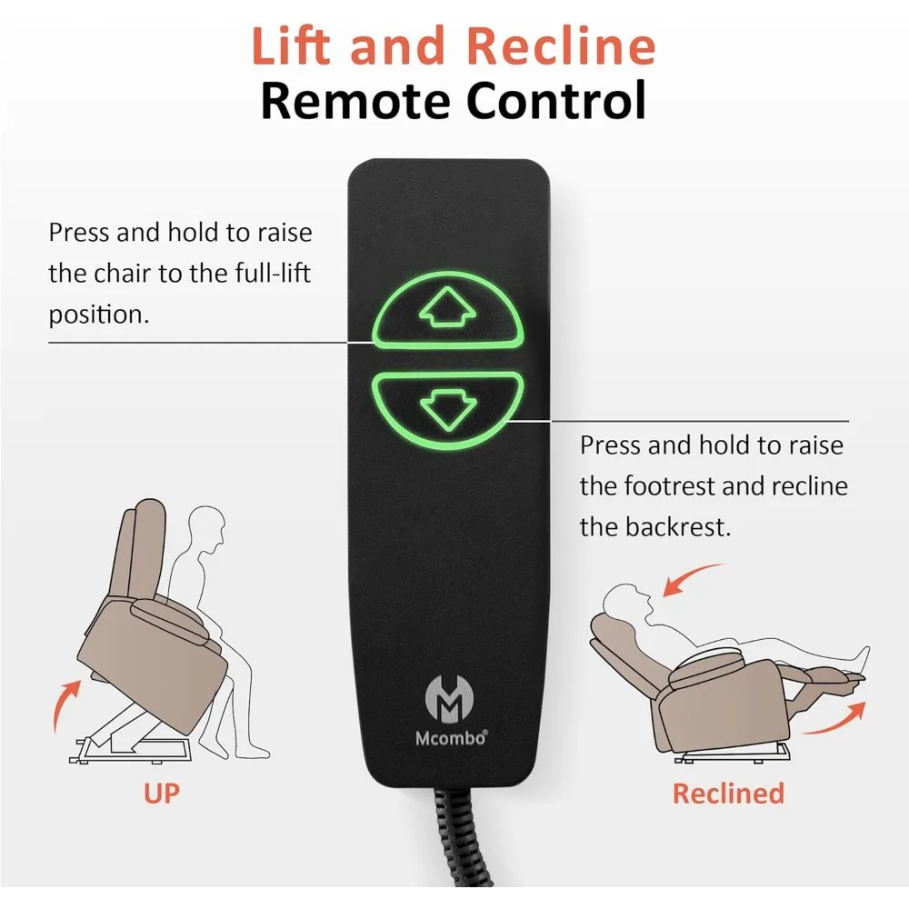 Power Lift Recliner Chair with Extended Footrest for Elderly People, Fabric 7287