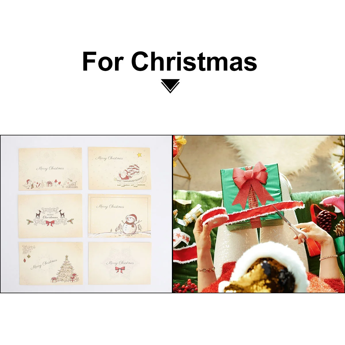 6 Pcs Christmas Envelope Gifts for Stocking Stuffers Party Supply Greeting Wishes Cards Blessing Paper Festival Message