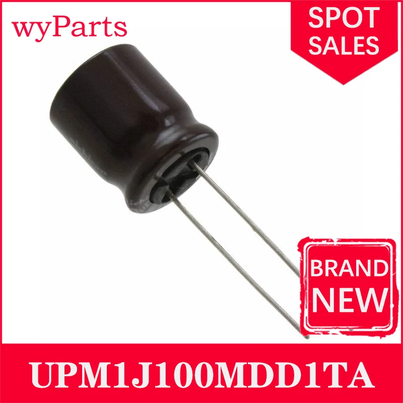UPM1J100MDD1TA, Brand New, ALUM, 10UF 20% 63V, RADIAL TH, 5 pcs por lote