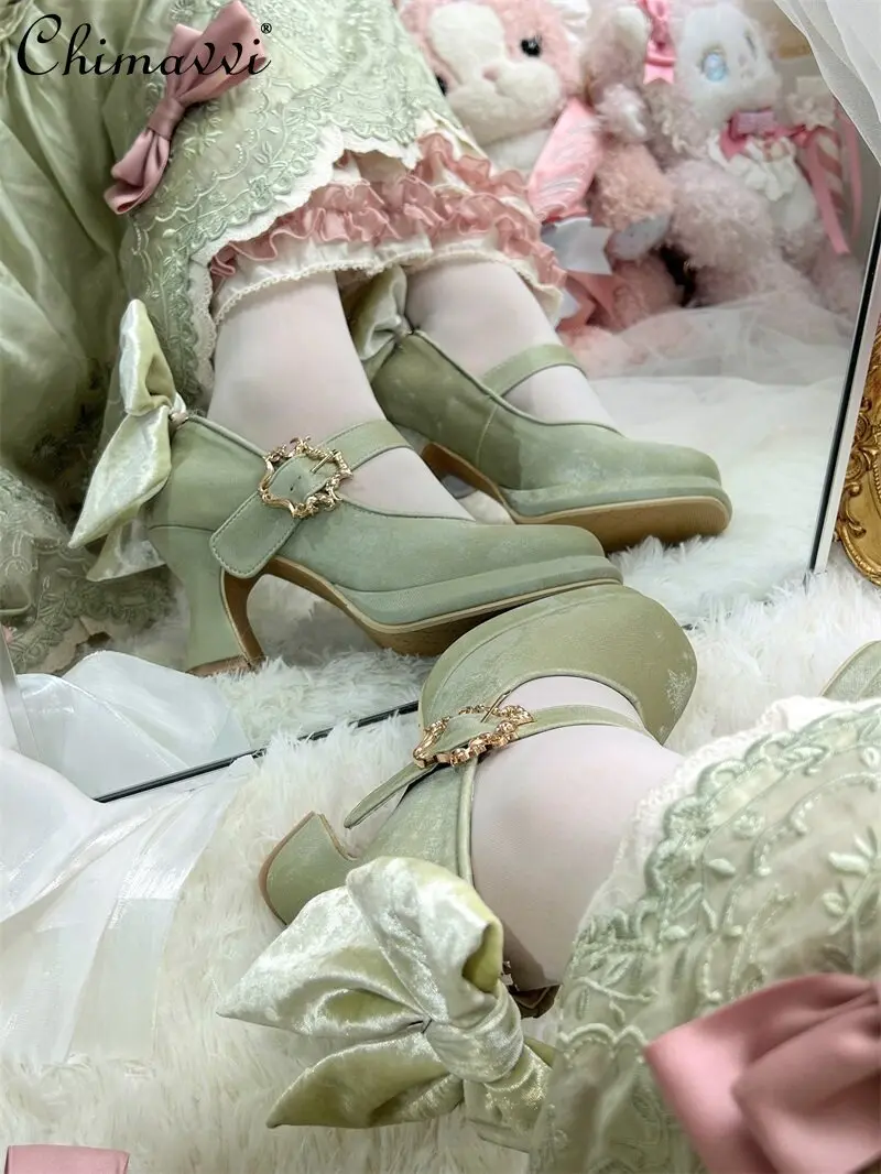 

Original Lolita High Heels for Women 2026 Spring and Autumn New Daily Sweet Bowknot Elegant Mary Jane Women's Shoes Pumps