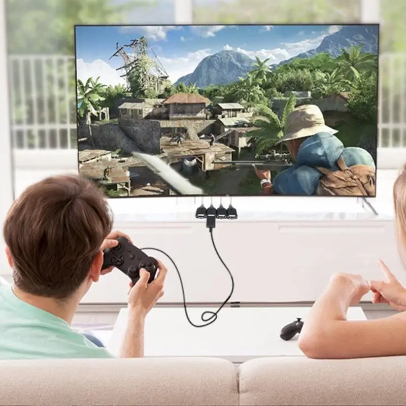 U2JE USB Splitter Cable USB 2.0 Male to 4 Port Female Multi USB Port Extender Cable for Data Transfer Power Charging