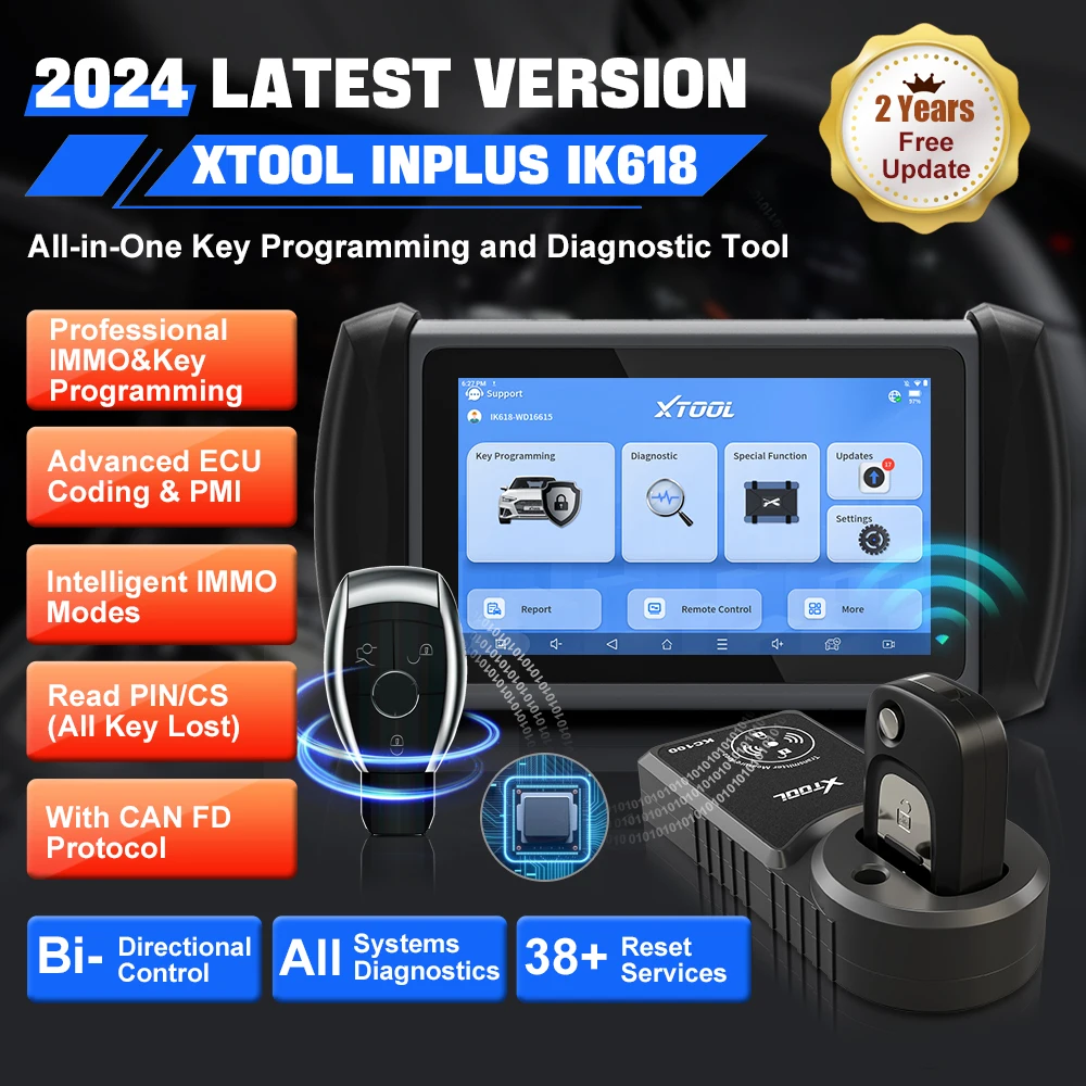 XTOOL InPlus IK618 With KC100 OBD2 Automotive Scanner IMMO Key Programming Car Diagnostic Tool For All Car All-in-One Programmer