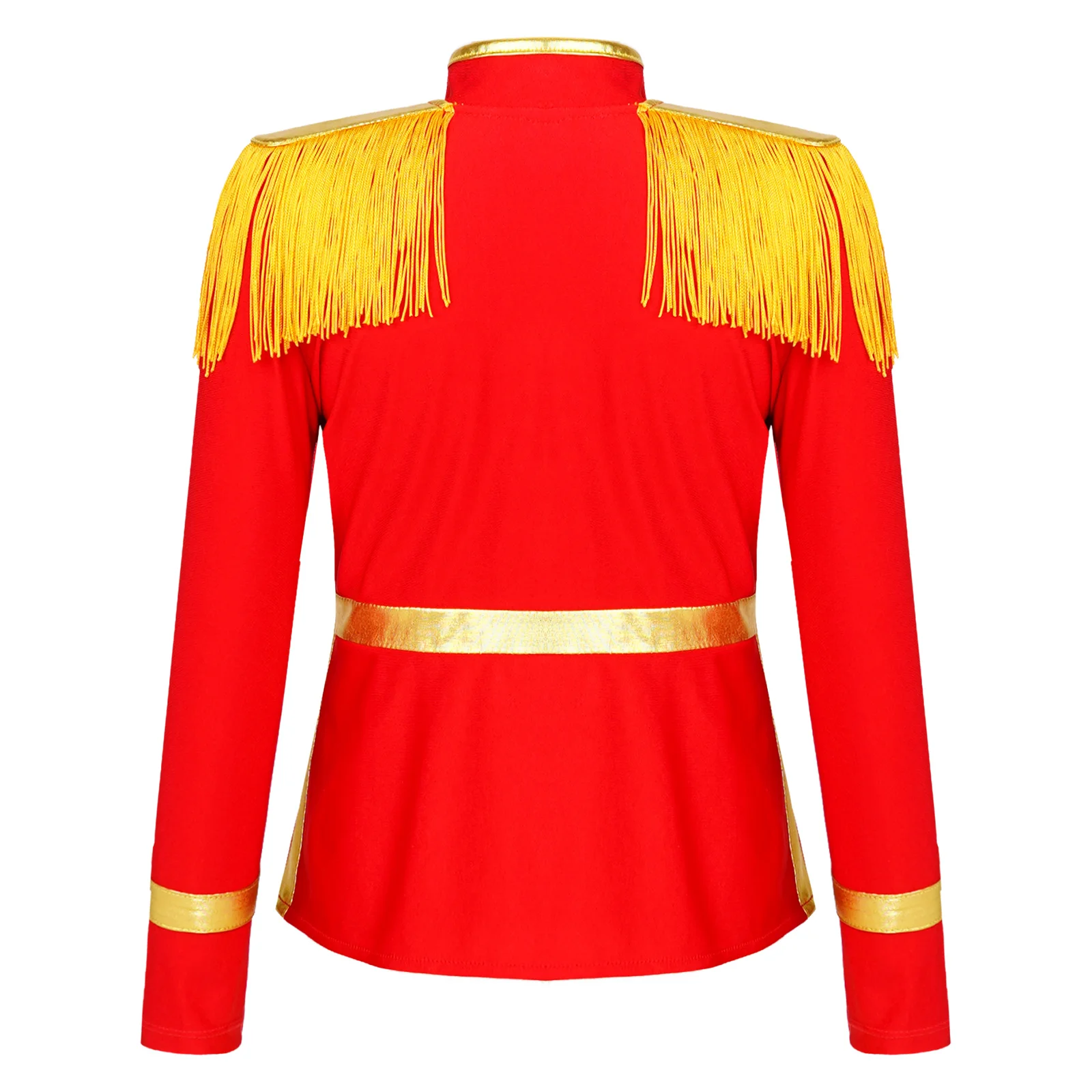 Kids Long Sleeve Circus Ringmaster Cosplay Costume Marching Band Uniform Tassel Major Band Drum Honor Guard Jacket Coat with Hat