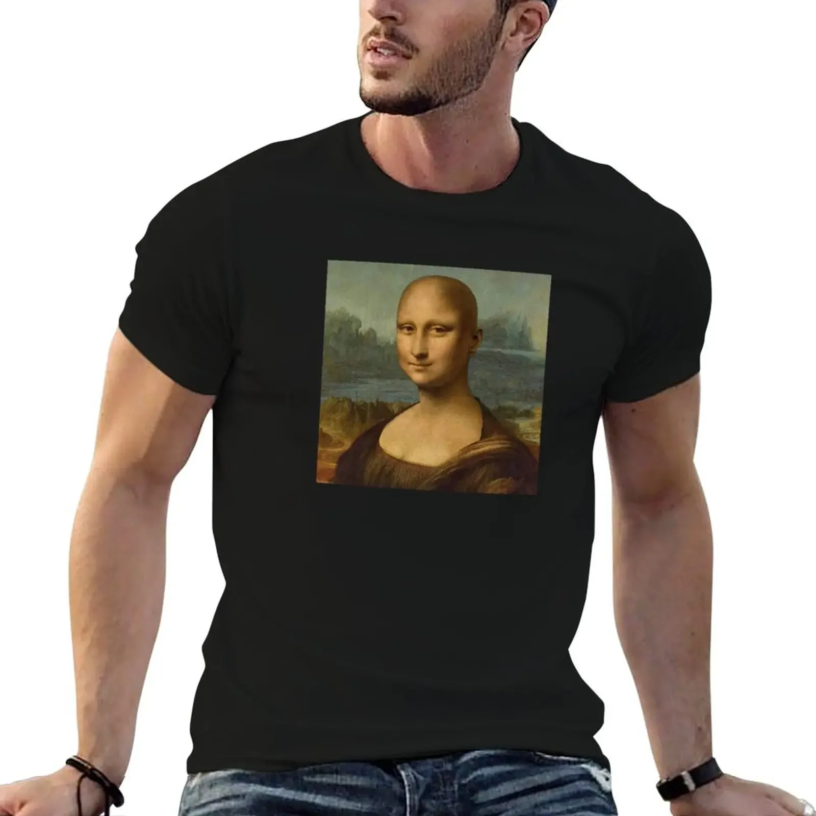 Mona Lisa Monalisa Bald Meme T-Shirt shirts graphic tee custom shirt man t shirt funny t shirts for men