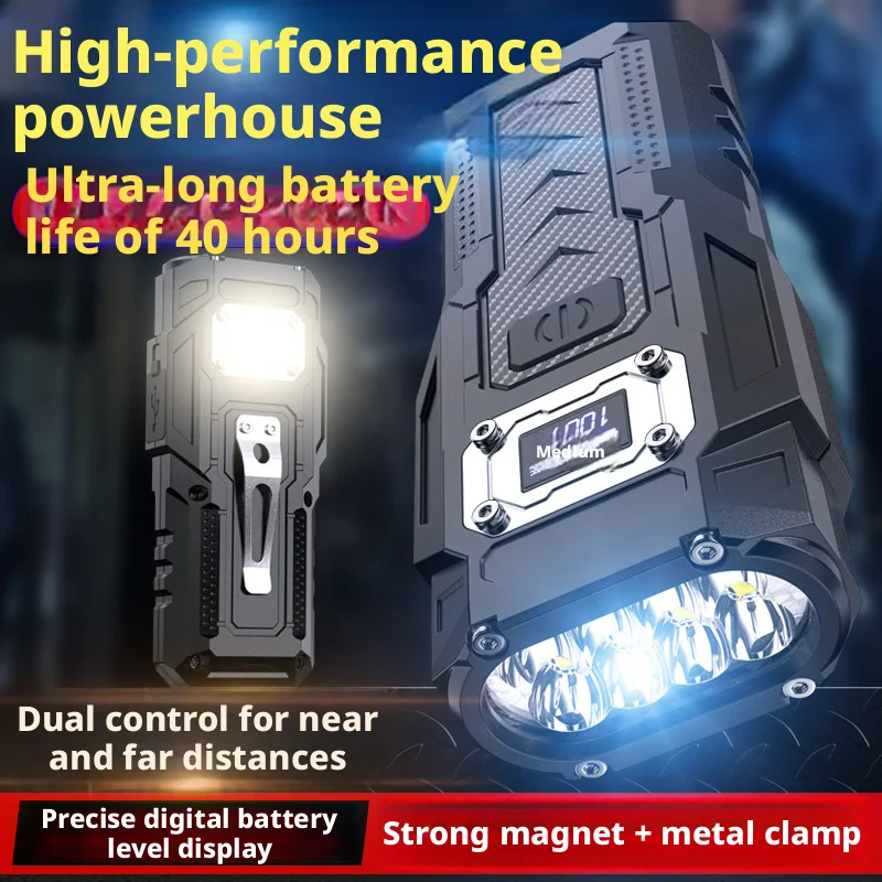 Portable Led Mini Flashlight High Brightness Outdoor Charging Long Battery Life Multi-Functional Magnetic Work Flashlight