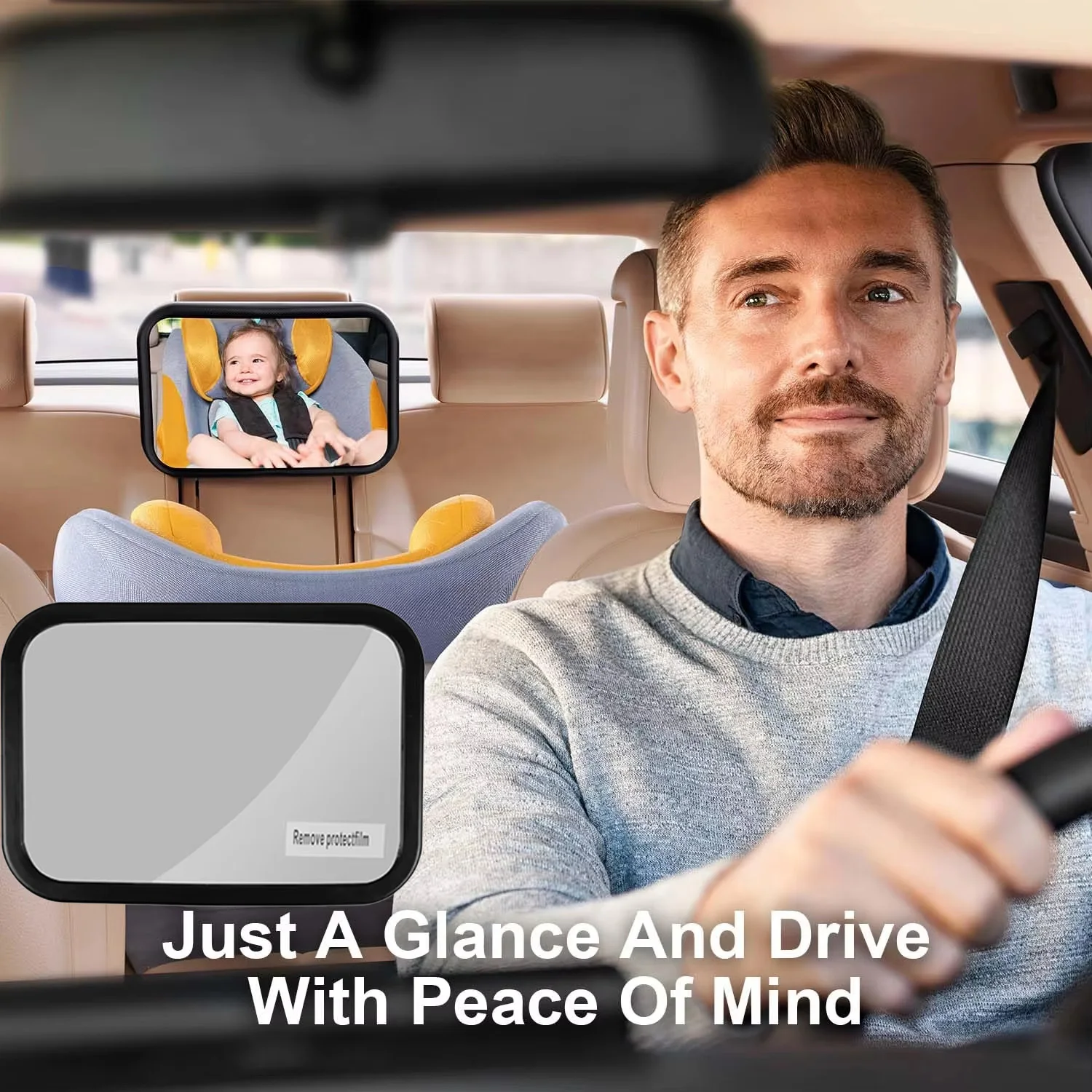 Miroir de voiture rotatif pour bébé, fixation sur appuie-tête, surveillance de siège enfant orienté vers l'arrière, accessoires de sécurité intérieure pour nourrisson