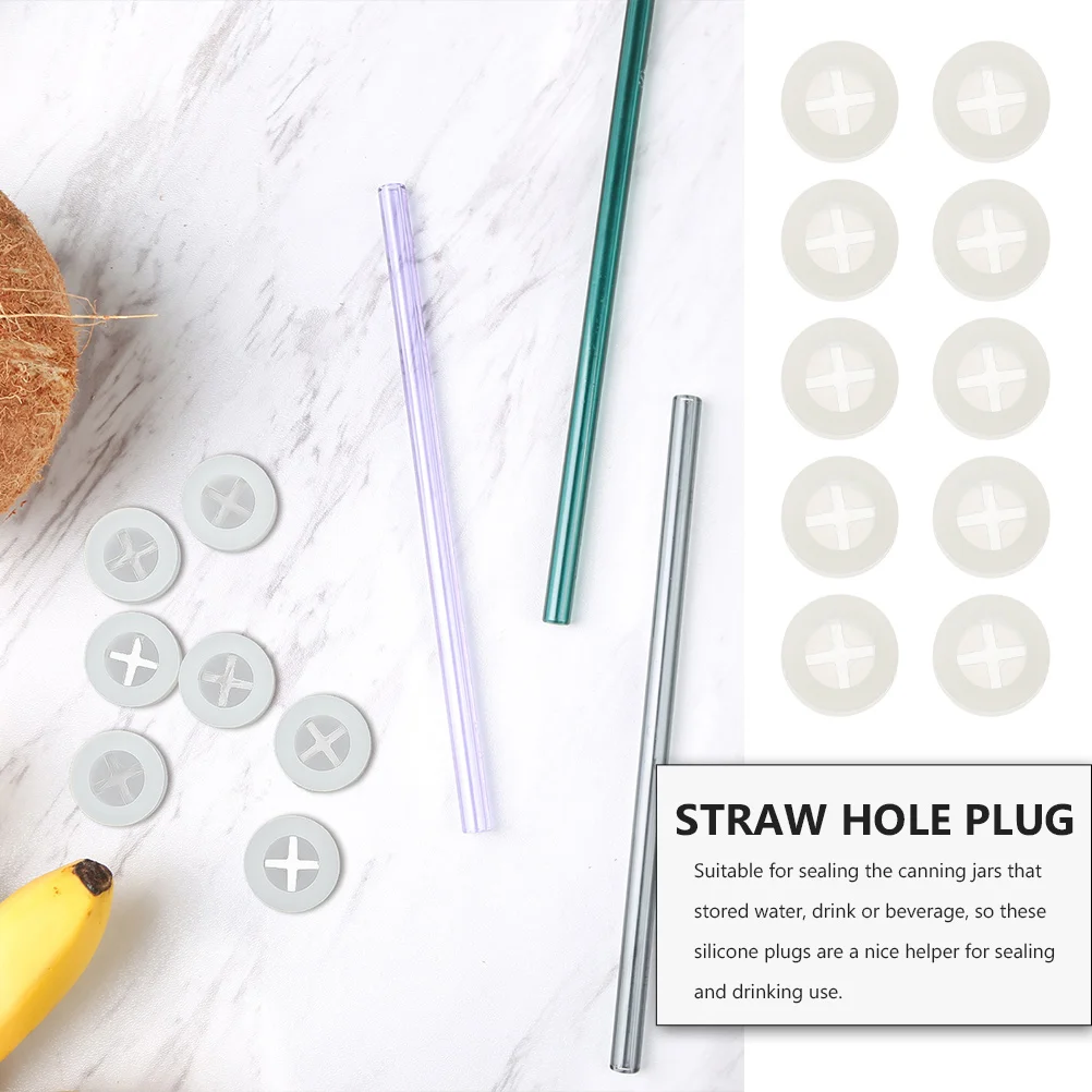 10 Pcs Silicone Straw Stopper Shot Hole Plugs for Lid Wooden Cover Mason Jar Grommet Holes Grommets Silica Gel Fixed