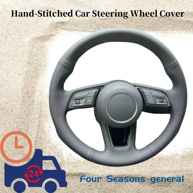 

Custom Hand-sewn Steering Wheel Cover Anti-slip Genuine Leather For Audi A3 S3 A5 S5 2017 A4 B9 Q7 2016-2017 TT TTS