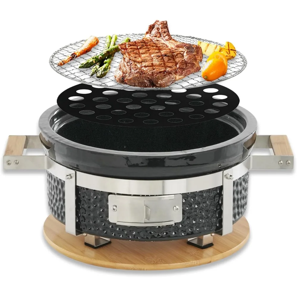 

Japanese Ceramic Charcoal Grill, Hibachi Yakitori BBQ Grill Tabletop Portable Barbecue Oven for Outdoor/Indoor, Charcoal Grills