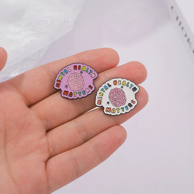 Mental Health Enamel Pins Custom Wholesale Brain Brooches Lapel Badges Quotes End The Stigma Jewelry Gifts Dropshipping