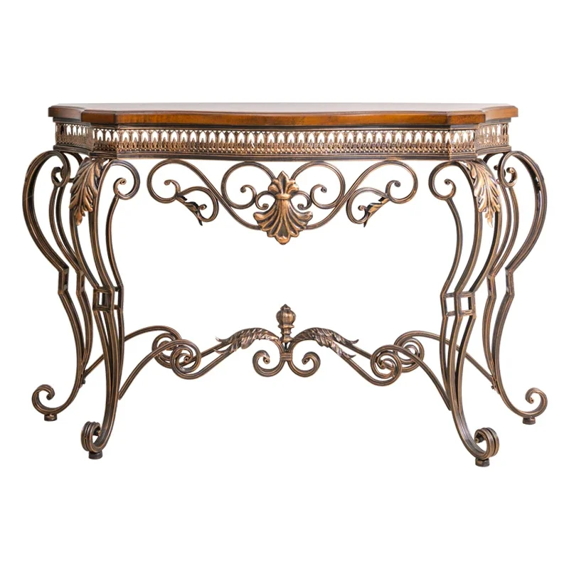 Hxl American Household Console Tables Wrought Iron Table-Console Solid Wood Small a Long Narrow Table Semicircle Console