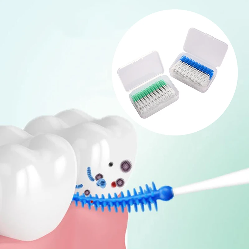 200 Pcs/box Silicone Interdental Brush Super Soft Dental Cleaning Brushes Teeth Cleaner Dental Floss Toothpicks Oral Care Tools