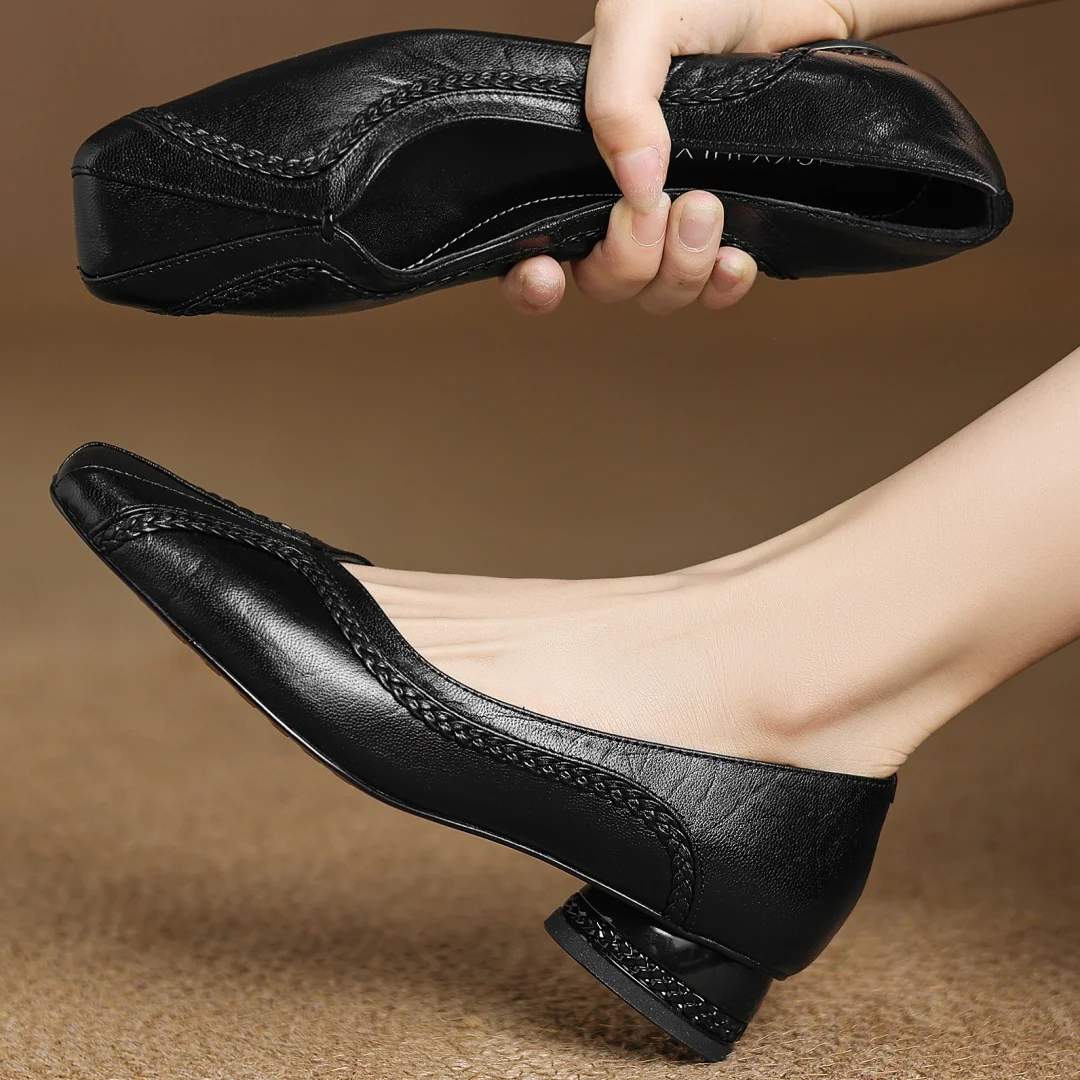 

Danxuefei женские туфли-лодочки без шнуровки из овчины с квадратным носком, элегантные женские повседневные тонкие модельные туфли на каблуке 3 см на круглом низком каблуке