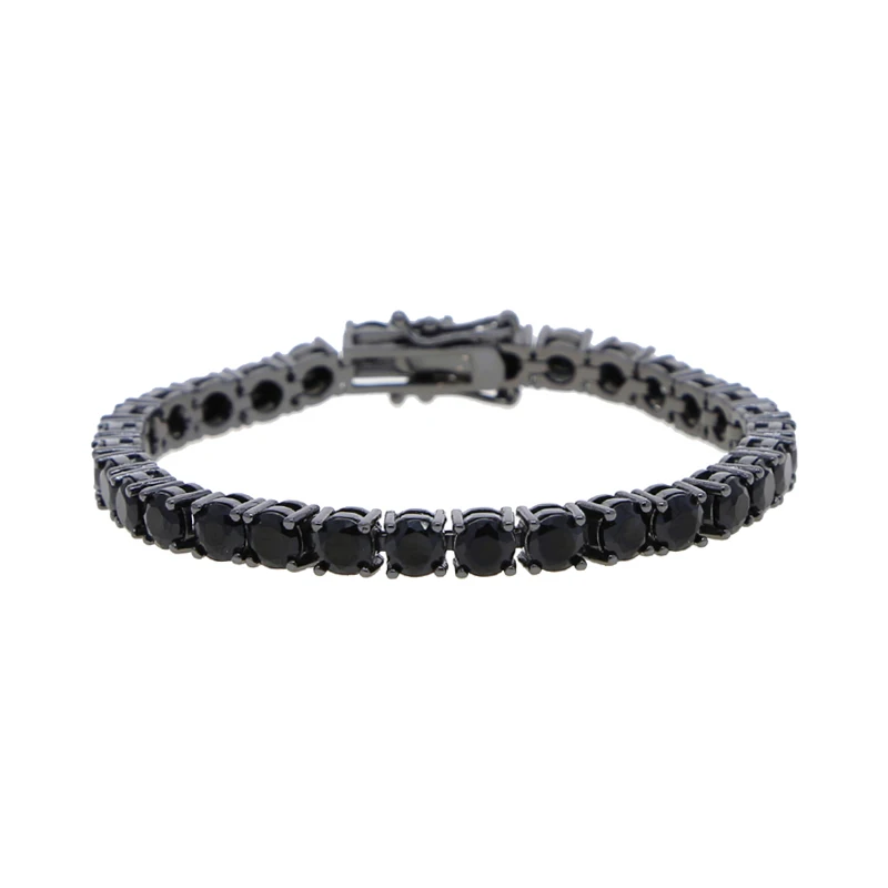 New Iced Out Bling Cubic Zirconia Tennis Chain Bracelet 5mm Black Color Charm Bangle Hip Hop For Women Men Jewelry
