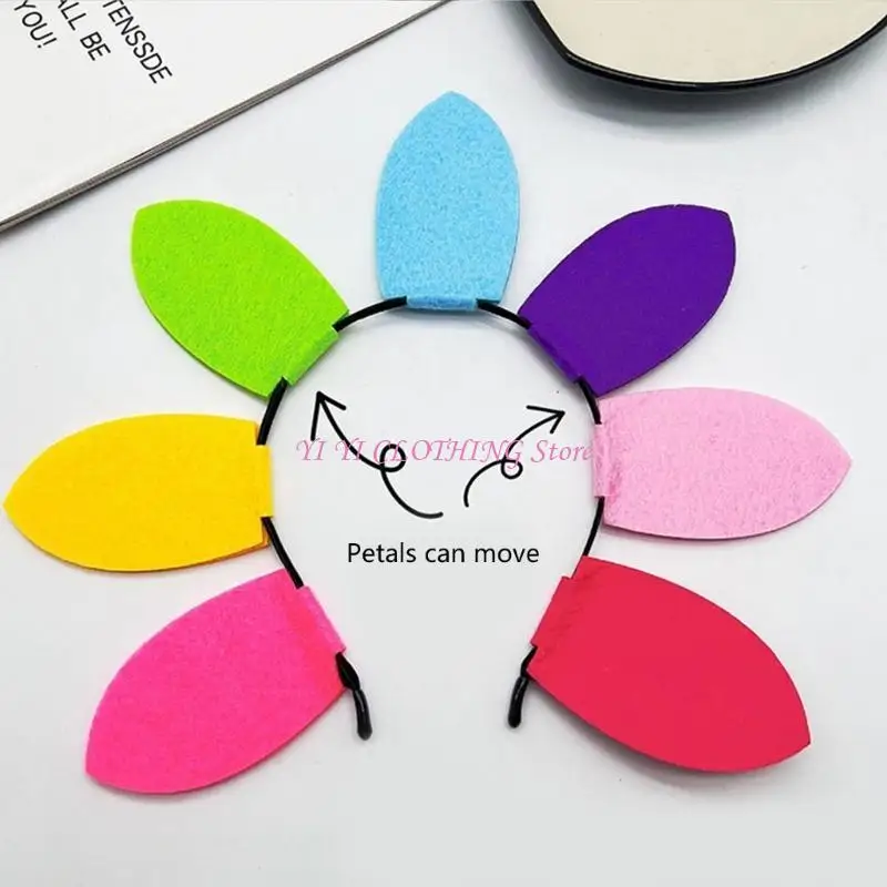 N5KF 誕生日パーティーヘアフープ夏ヘッドバンド花帽子花びら