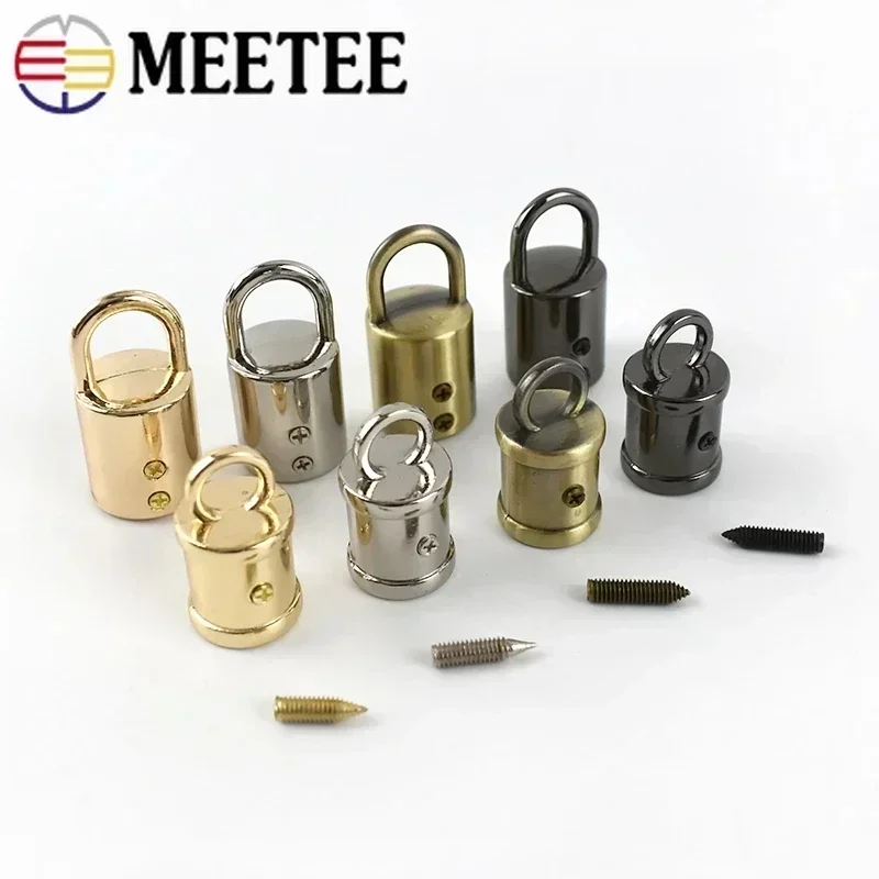 Meetee 5/10Pcs 11mm Bag Metal Buckle Handbag Strap Tassel Fringe Cap Clasp Hanger Cords Lock Stopper DIY Hardware Accessories