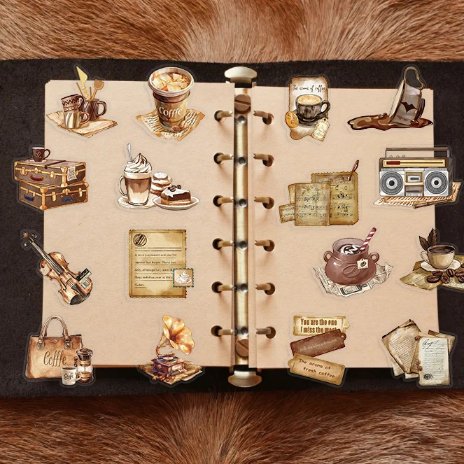 50/100PCS Vintage Kaffee PET Aufkleber Ästhetische Wasserdichte PET Transparente Material Tagebuch Dekoration Gepäck Flasche