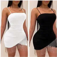 Sexy Tight Dress Tassel Skirt Strapless Bodycon Dress Sensual Chinese Brand Women's Fashion Summer Sleeveless Gown