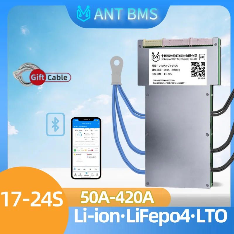 

[17-24S] ANT BMS 14S 16s 48v lifepo4 lI-ION LTO 50A 420A smart 20s 24S bms BT Energy Storage Electric BIKE