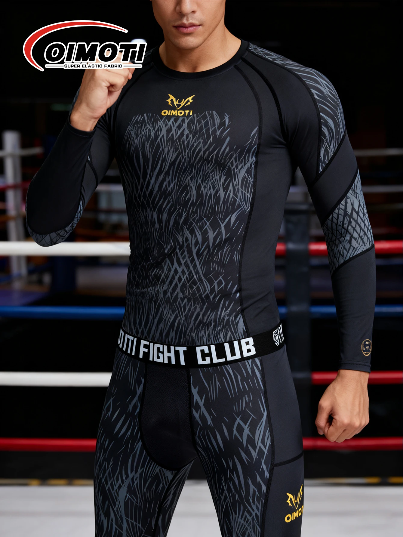 Men's Training Compression Set Gym Fitness Casual Sport Moisture Wicking Slim Fit Crew Neck Elastic Waist with Abstract Graphic