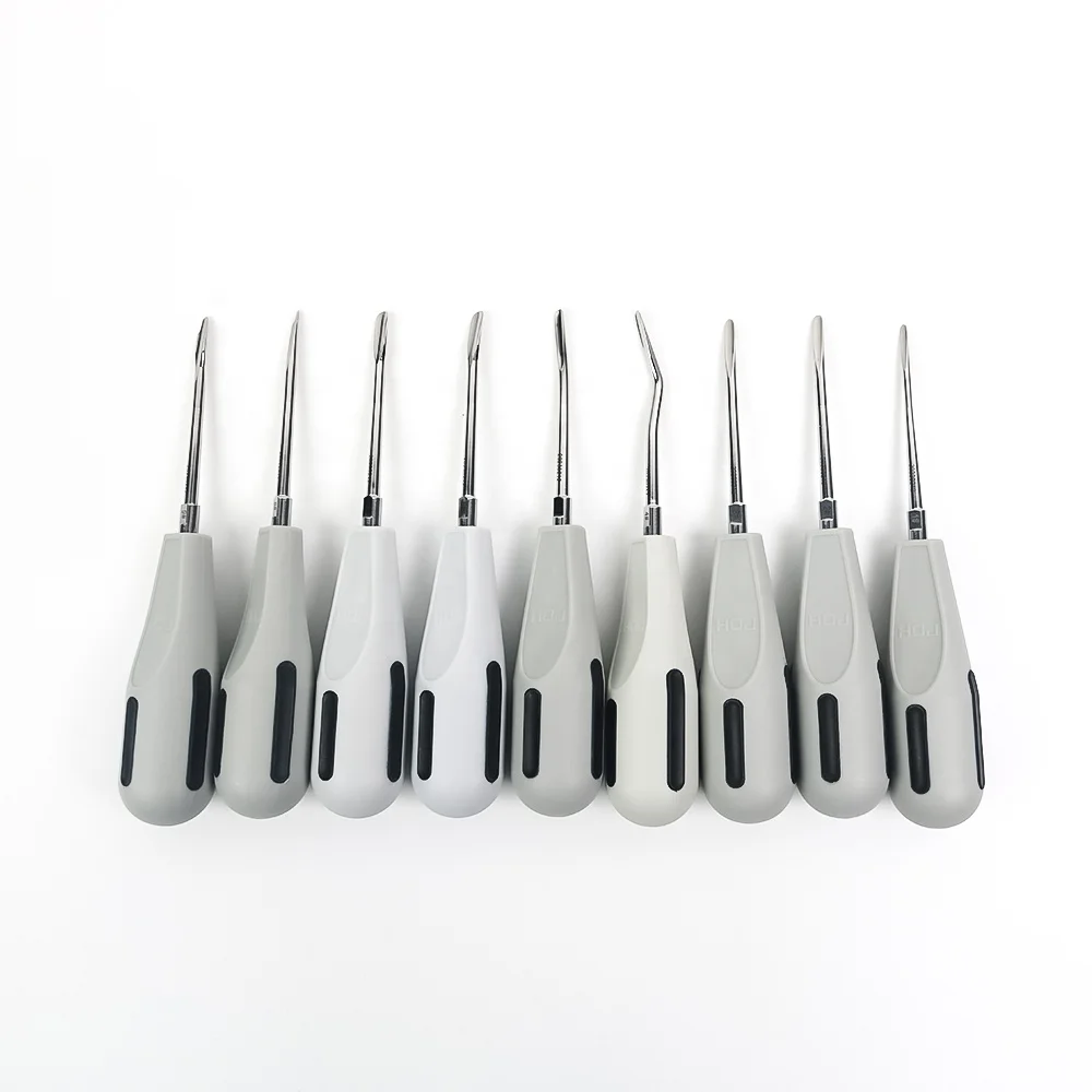 9 Pcs/Set Tooth Luxating Lift Elevators Stainless Steel Dental Curved Minimally Invasive Root Elevator Kit
