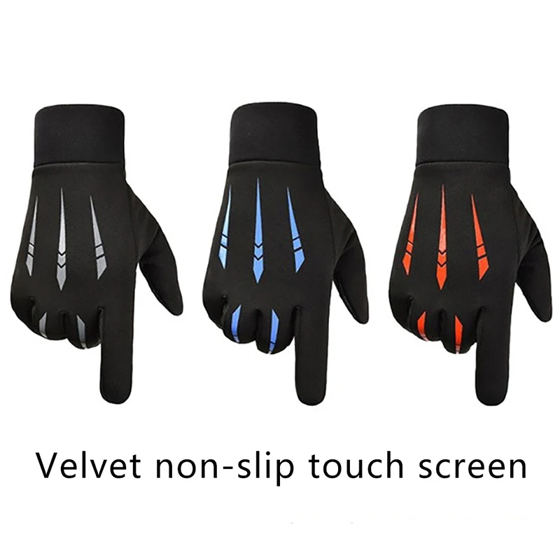 1 paio di guanti invernali da uomo Touch Screen Warm Outdoor Bicycle Motorcycle guanti antivento antiscivolo per tutte le dita