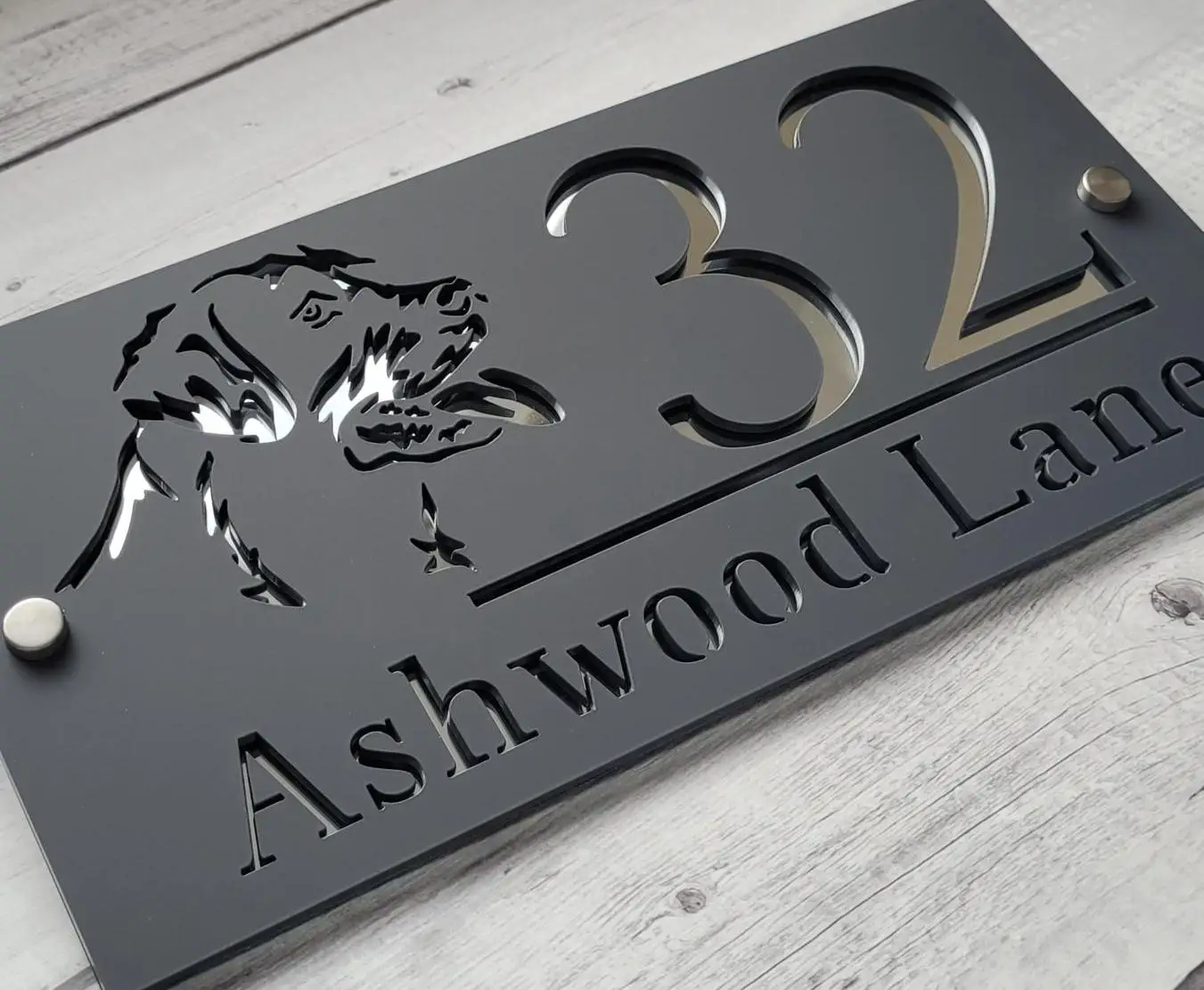 

MODERN HOUSE SIGN Dachshund House Number Sign Dog House Sign HouseLaser Cut Matte Black Acrylic House Number Sign Address Plaque