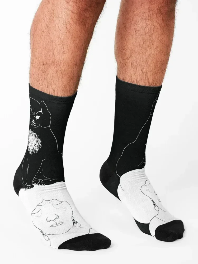 The Black Cat - Aubrey Beardsley Socks essential kawaii Stockings compression set Women's Socks Men's
