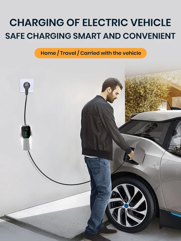 Przenośna ładowarka EV Junsun Typ 2 3.6KW 7KW 11KW 22KW IP65 Wodoodporna, do użytku zewnętrznego, Kabel do ładowania Mode 2 z regulowanym prądem 6 8 10 13 16 20 24 32A, Funkcja programowanego — 2