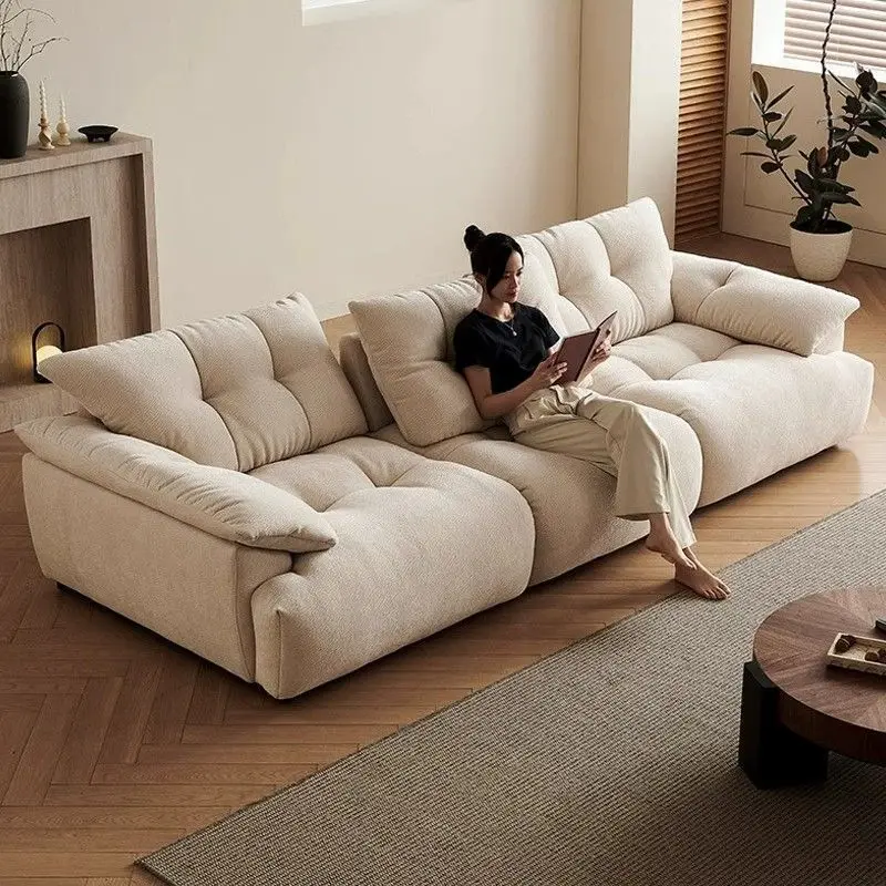 Sofa Large Living Room Chenier Adjustable Backrest Sitting Deep Function Cloud Fabric Sofa