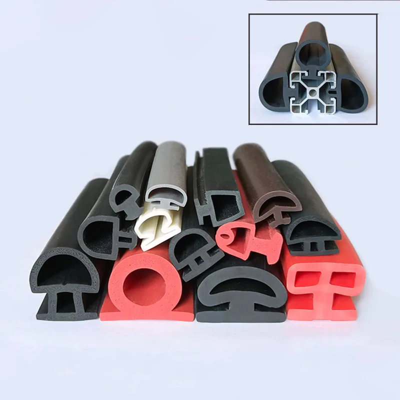 1 Meter EPDM OM Type Card Slot Sealing Strip 5-42mm Width Aluminum Alloy Door Window Dustproof Sound Insulation Rubber Strip ﻿