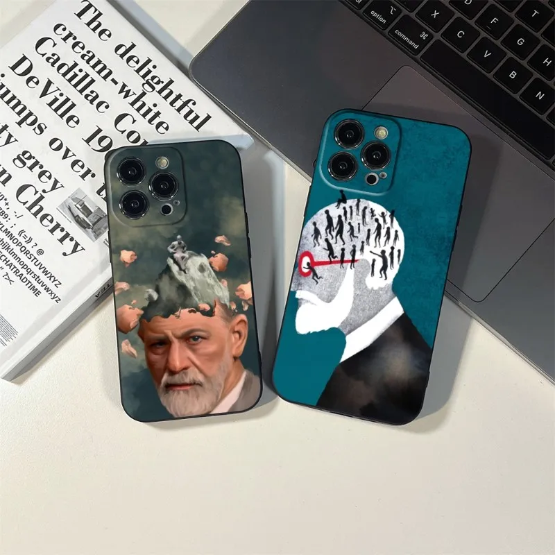 Sigmund psychoanalysis Freud Phone Case FOR IPhone 15 14 11 12 Pro 8 7 14 Plus X 13 14 Pro MAX XR XS MINI SE 2020 Black Covers