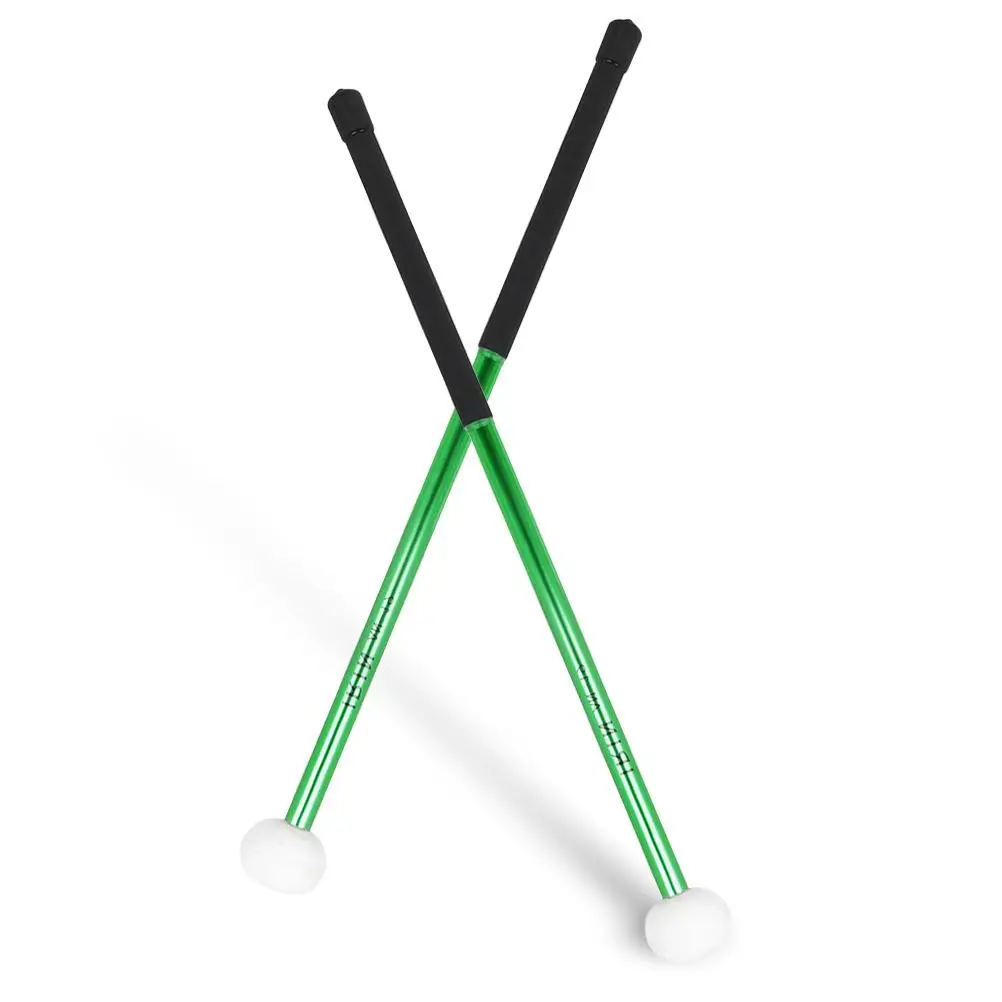 2 Pcs Head Aluminum Bass Drum Mallets Durable Grip Percussion Stick Marching Practice Percussion Sticks Accessories Green