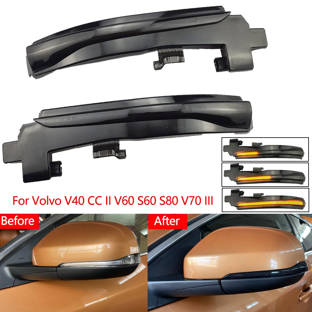 LED Dynamic Turn Signal Light For Volvo V40 CC II V60 S60 2011-2018 S80 V70 III Side Mirror Sequential Blinker Indicator Lamp