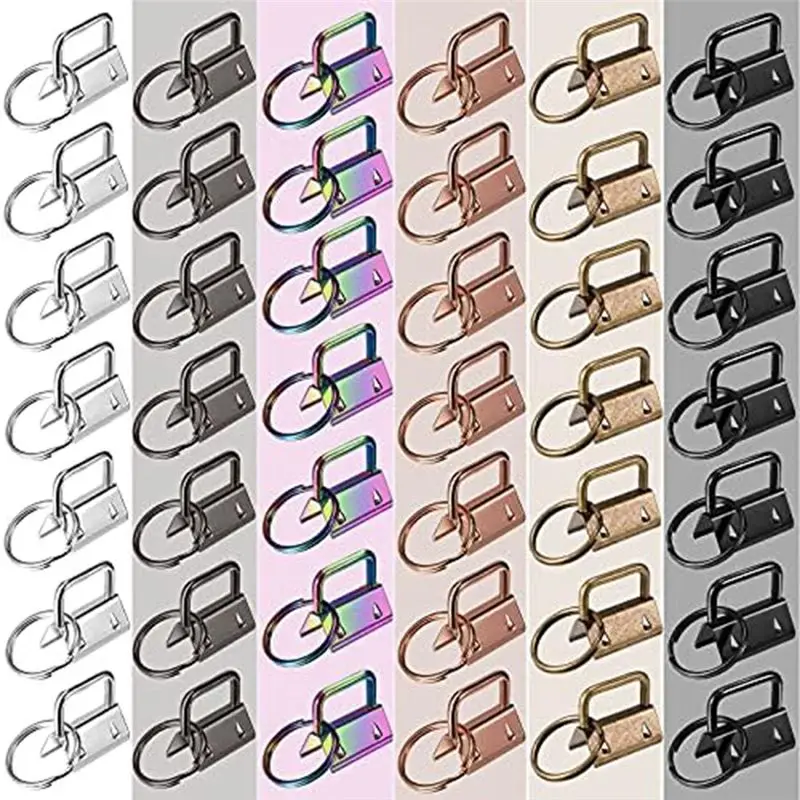 180 Piece Key Fob Hardware 1 Inch 6 Colors Keychain Fob Wristlet Hardware With Key Ring