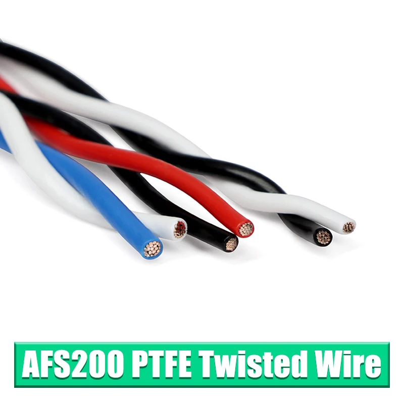 1/2/5Meters AFS200 PTFE Wire Twisted Pair 2pins Cable 26/25/24/22/20/18/17/15/13AWG FEP Tinned Copper Electronic Cable