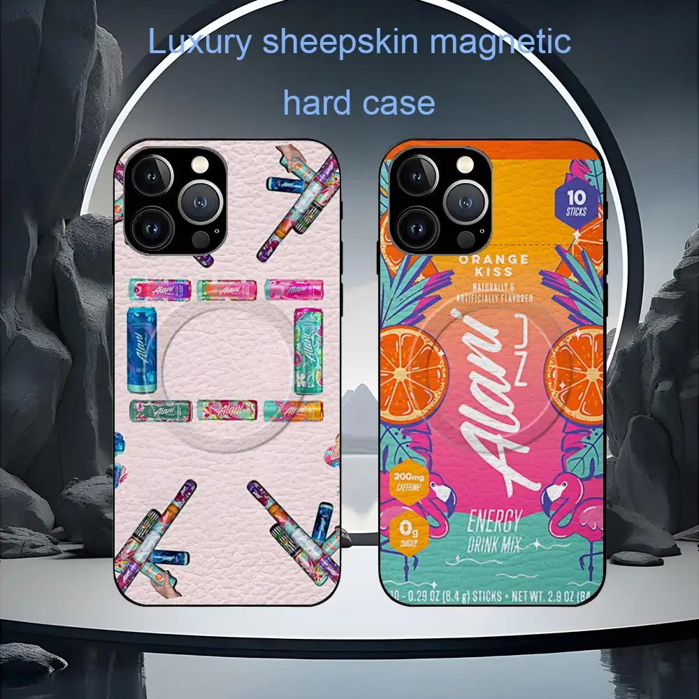 Funda para Teléfono A-Alani Energy Drinks, para iPhone 17 16 15 14 13 12 11 Plus Pro Max, de Alta Gama, Lujosa, con Magsafe, de Piel de Oveja